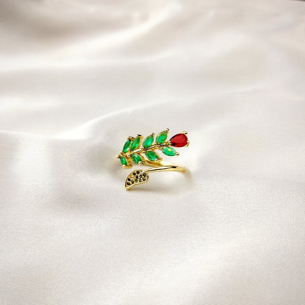 Petals and Leaves Gold Plated Ring